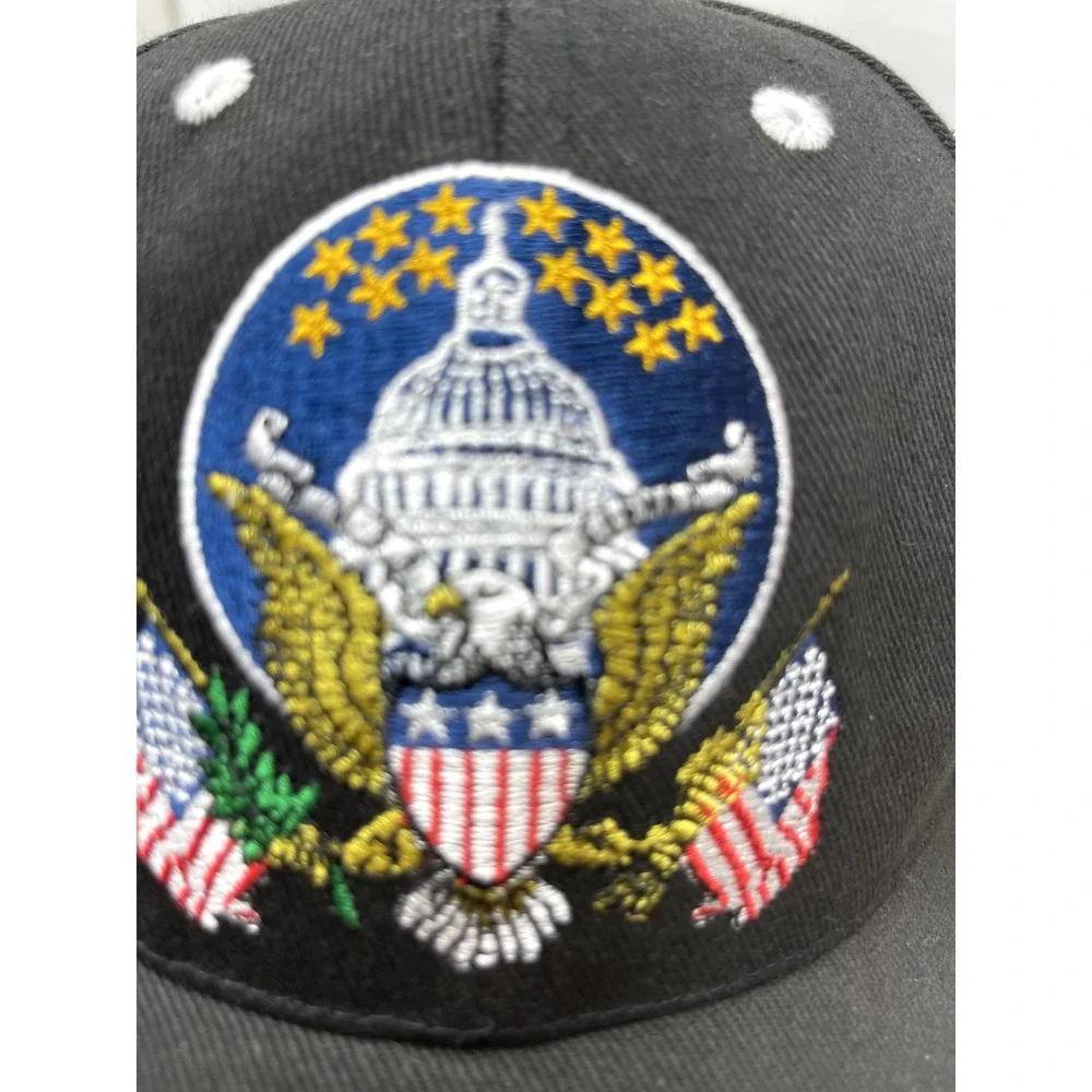 WASHINGTON DC Hat Cap SOUVENIR STITCHED BLACK ADJUSTABLE‎ BASEBALL CAPITAL USA